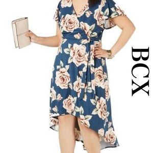 BCX Navy Blue Flower Print Dress